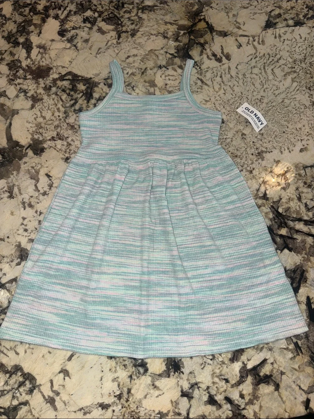 Girls' Light Blue Striped Spaghetti Strap Dress-Brand New With Tags